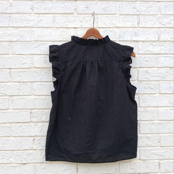 J. Crew Factory Ruffle Sleeveless Top Black - Picture 6 of 6